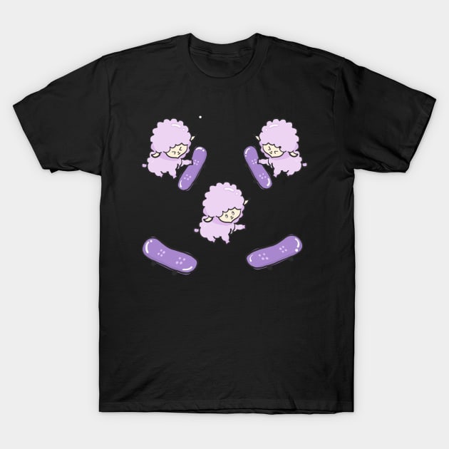 Skateboarding Sheep T-Shirt by jenartfart